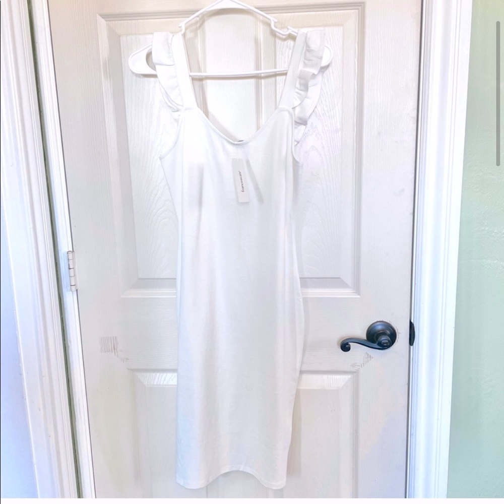$54 NWT Alya Francescas white bodycon midi Graduation dress sleeveless Ruffle